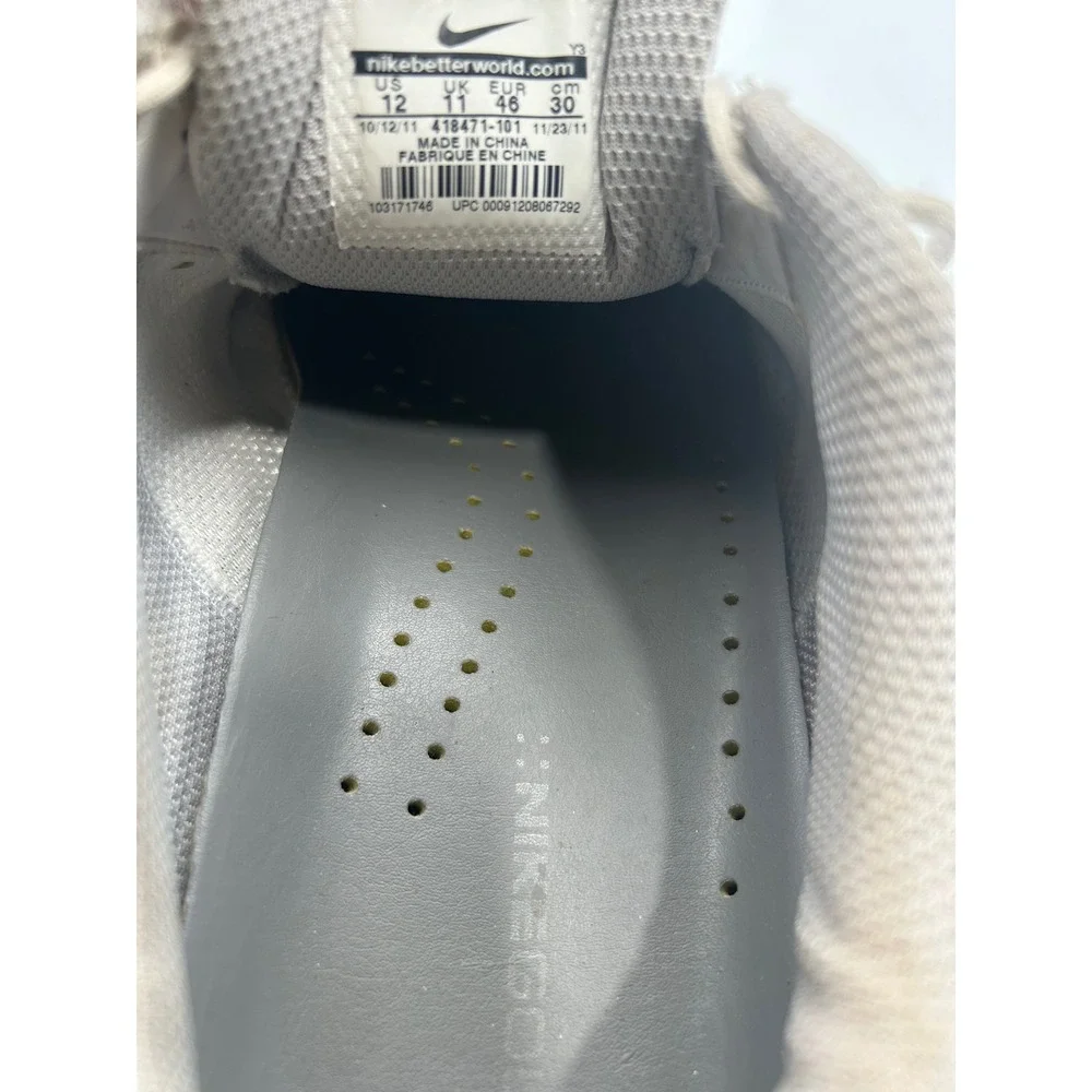 Nike Lunarlon Flywire Golf Shoes Mens 12 White Grey Spiked 418471-101